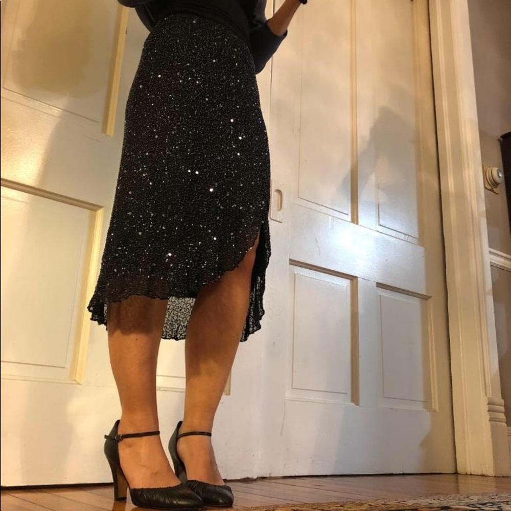 Black sequined skirt